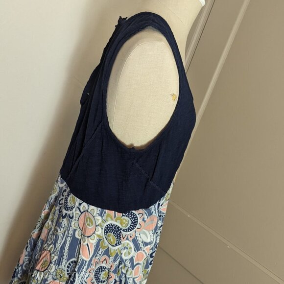 Anthropologie Lilka Sundress Navy Blue Botanical Print Sleeveless Tank Dress - Picture 3 of 8
